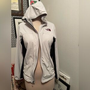 The North Face Mens Softshell Hooded Jacket Gray Black Size Small Lightweight